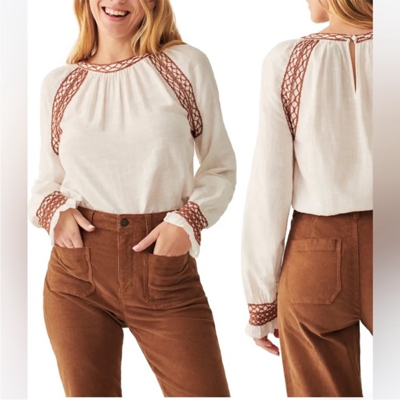 NWOT FAHERTY Arles Embroidered Long Sleeve Women’s Top - Picture 3 of 11